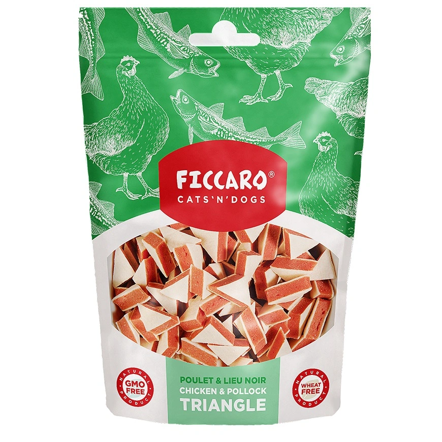 FICCARO Hundesnack Kylling & Sej Triangle - kylling og sej i trekantform 100 g
